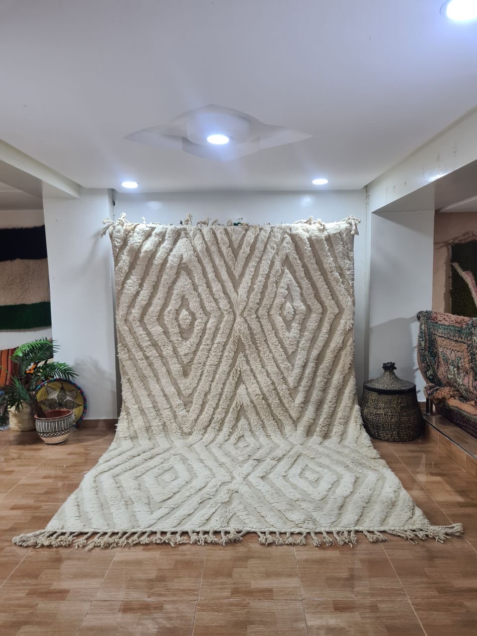 White Mirham Marokkaans handgemaakt tapijt150 cm x 100 cm